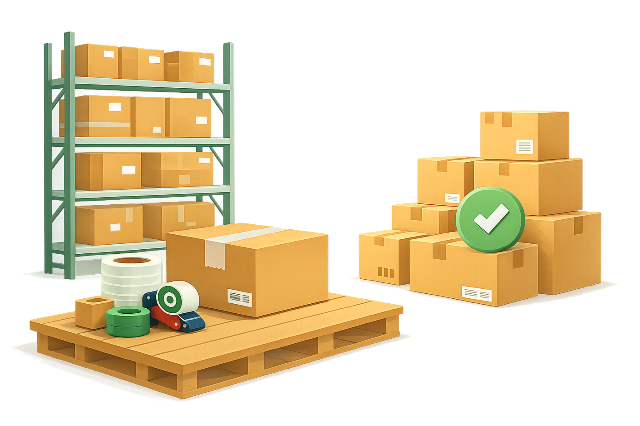 Warehouse and packaging support for stock-based ecommerce.
